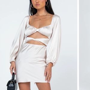 Princess Polly Long Sleeve Champagne Mini Dress (US 10)